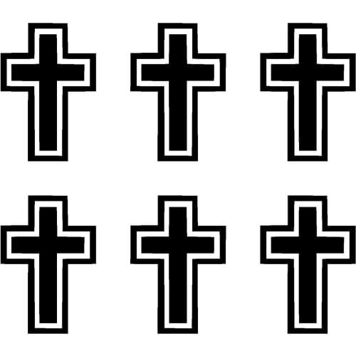 Christian Cross Set 6 Pc Motorcycle Accessories Decal High Quality KK Vinyl Car Sticker Cover Scratches Waterproof PVC
