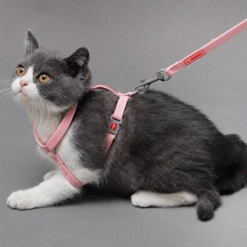 Cat Dog Collar Harness Leash Traction Rope Chest Strap Nylon Cat Harness Vest Lead Leash Adjustable Pets Collar