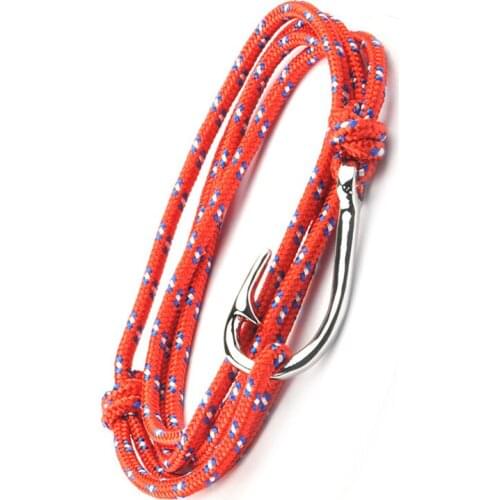 Handmade Nylon Bracelets Women Men Couple Father-Dad Gifts Wrap Braided Wristband Male Bracelet Rope Metal Hook Bangle