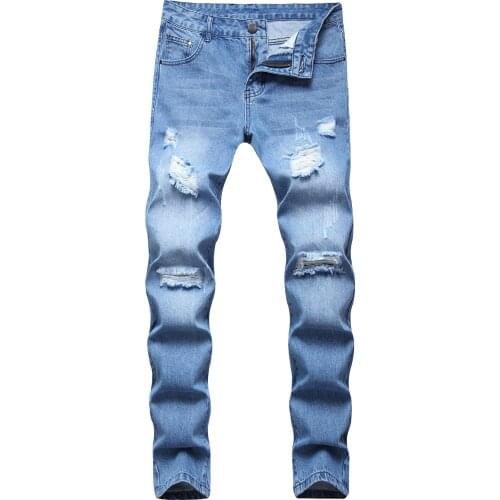 2021 New Slim tailored cotton denim trousers mens trousers mens jeans straight leg
