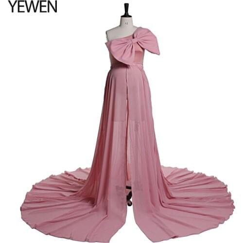 2 Piece Gown Big Bow Stretchy Fabric Maternity Photography Dress for Baby Shower Custom Colors YEWEN