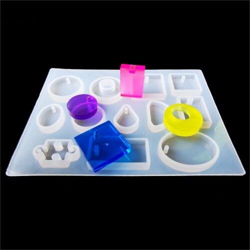QIAOQIAO DIY 12 Designs Silicone Mold Necklace Pendant Resin Jewelry Making Mould DIY Hand Craft resin molds for Jewelry