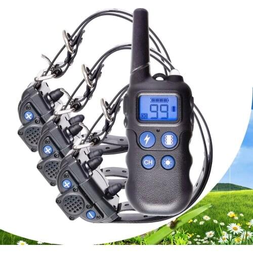 With 3 Collars Rechargeable Wakie takie Remote control and Waterproof Receiver Collar For 3 Dogs