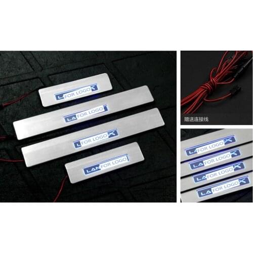 With Blue LED light High quality stainless steel Scuff Plate/Door Sill For 2010 2011 -2013 Mitsubishi Lancer/Lancer X/Lancer Evo