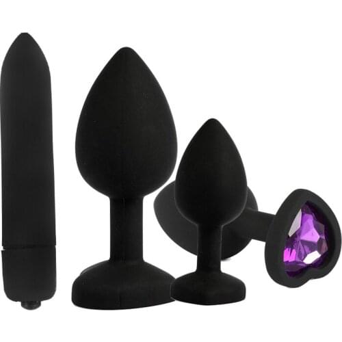 10 Vibration Bullet Vibrator Heart Shape Diamond Prostate Massager Silicone Anal Plug Buttplug Anal Vibrators Electric Sex Toys