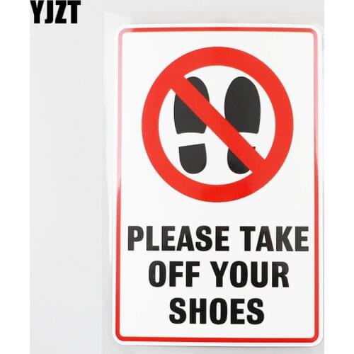 YJZT 10.9CM×16.7CM Please Take Off Your Shoes Decal PVC Car Sticker 12C-0081
