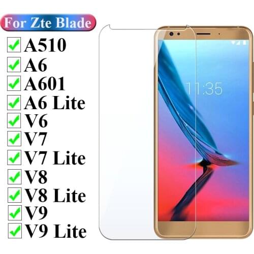 Protective Glass On For ZTE Blade A530 V7Lite Blade A520 A601 Pro V9 Vita A510 A610 A622 A7 VITA AXON 9 PRO Toughened Flim