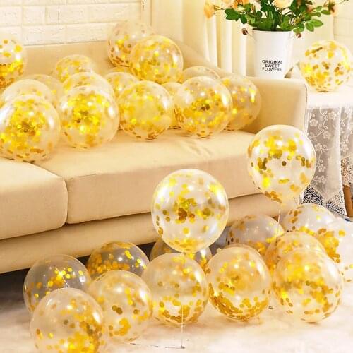 10PCS 12 Inch Multicolored Balloon Metal Confetti Latex Transparent Balloon Baby Birthday Party Wedding Decoration Christmas