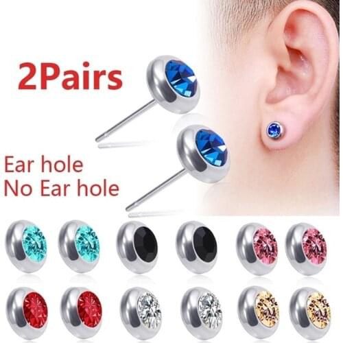 2Pairs/4pcs micro-magnetic slimming earrings Hypoallergenic color stud earrings Stainless steel earrings