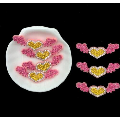 20pcs Rhinestone Diamonds Angel Wings Heart Shape Dress Patches for Clothing Decoration Appliques DIY Hair Clip Accessories