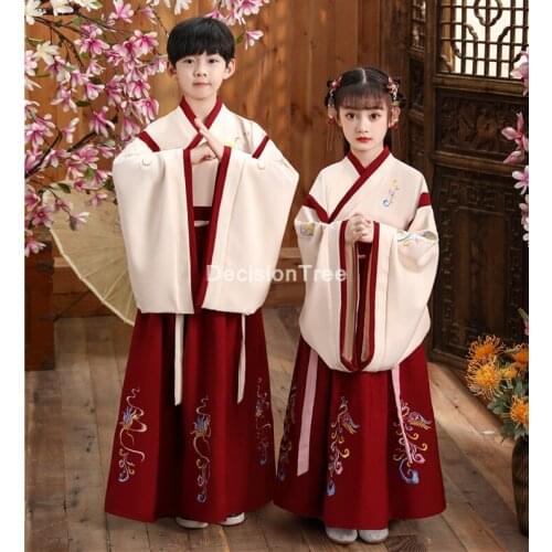 2021 chinese traditional children hanfu dress tang dynasty printed stage performance costume year festival kids fairy dress