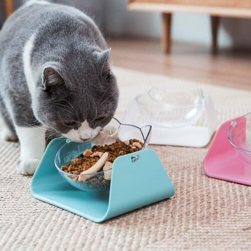 4 Color Adjustable Pet Cat Bowls for Cats Transparent Cat Water Food Bowl Pets Products for Mascota Drinking Eating gamelle chat