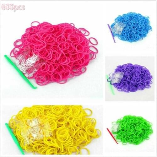 600pcs Elastic Refill Bands DIY Braided Rubber Bangle Clips Kit