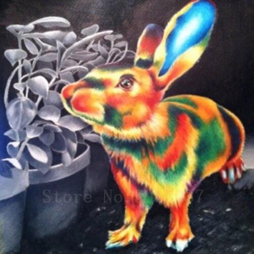 Diy 5D Diamond Painting Cross Stitch Color Big Ears Rabbit Diamond Mosaic Full Diamond Embroidery Rhinestone Gift Decoration Kit