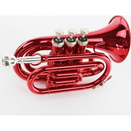 B Flat Pocket Palm Trumpet Instrument Black Lacquered gold key Brass Beginner Instrument Music Instrument BS15