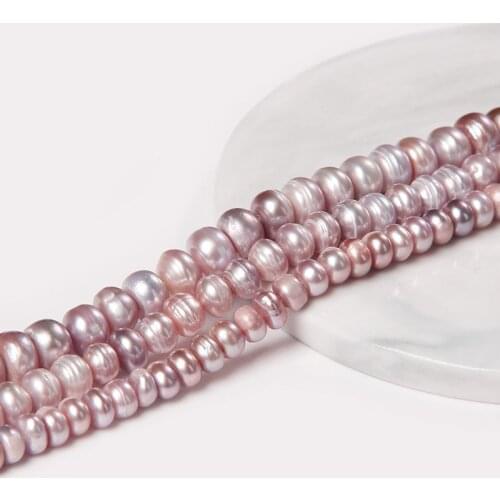 Natural Freshwater Pearl Beads Flat Purple Button Shape Pearl Beads For Jewelry Making DIY Bracelet Necklace Accessories 14"