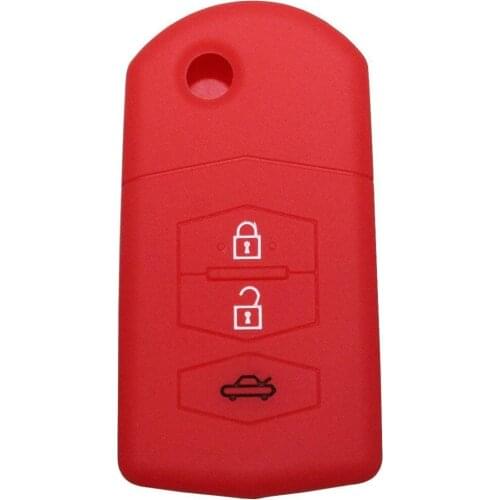 Flip Folding Key Case Cover Jacket for Mazda 2 3 5 6 RX8 MX5 Soft Touch Silicone 1PC 3 Buttons Bright Red