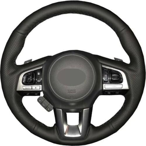 Car Steering Wheel Cover Soft Black Genuine Leather For Subaru Legacy XV 2015-2017 Outback 2014-2017 Forester 2015-2018