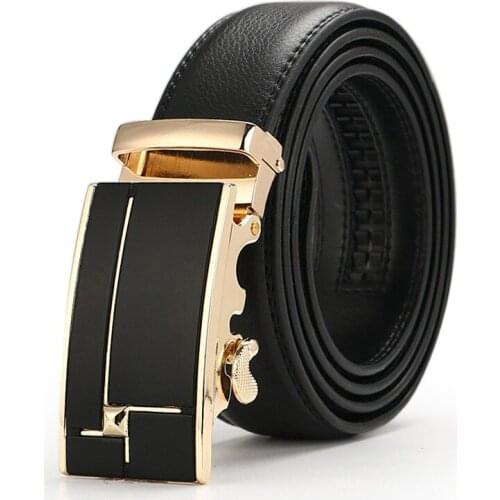 Black Leather Belt Men 2019 Automatic Buckle Mens Belt For Jeans Vintage Style Mens Belts Luxury Ceinture Homme 3.5cm