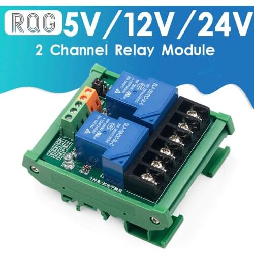 Two 2 Channel Relay Module 30A with Optocoupler Isolation High Low Trigger for Smart Home PLC with Guide Rail 5V 12V 24V