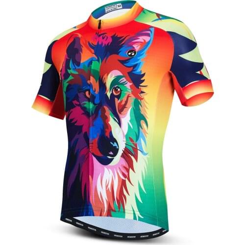 Cycling Jerseys Men Wolf Head Printing Breathable Short Sleeve Bicycle Tops Mtb Shirts quick dry