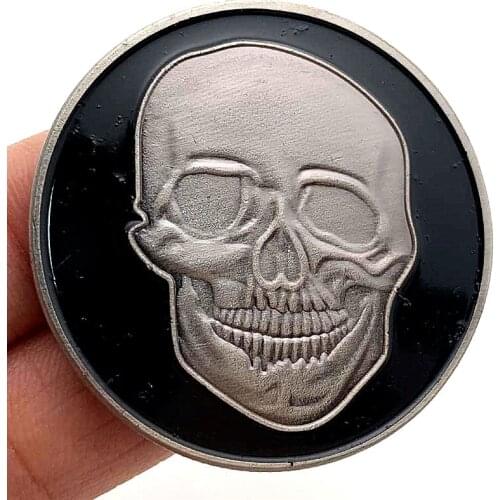 European and American Skull Nickel Silver Commemorative Coin Embossed Smiley Face Pirate Skull Collection Coin Lucky Coin Gift