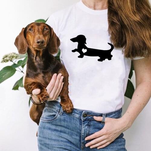 Dachshund Dog Print Harajuku Women T-shirt Dog Mom Life Pet Lover Graphic T Shirts Female Casual Clothing Tumblr Hipster Tees