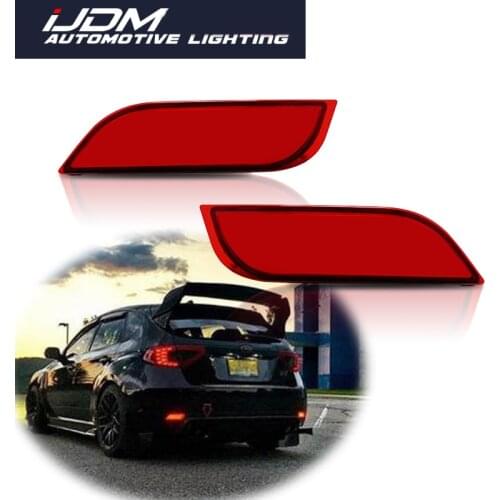 IJDM For Subaru Impreza WRX STi XV Crosstrek Red LED Bumper Reflectors Lights, Function as Rear Fog Lights Brake/Tail lights 12V