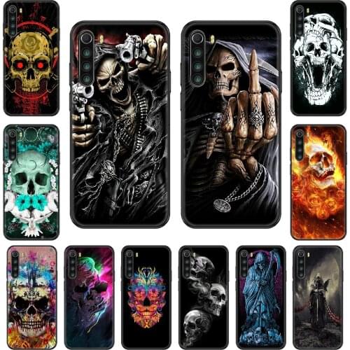 Cool SkullGrim Reaper Phone case For Xiaomi Redmi Note S2 4 5 6 7 8 A S X Plus Pro black trend back art Etui luxury hoesjes