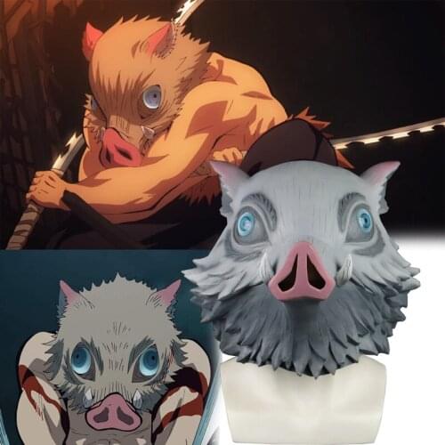 Demon Slayer Kimetsu no Yaiba Hashibira Inosuke Cosplay Mask Toy Wild Boar Mask Latex Adult Halloween Masks Props Toy
