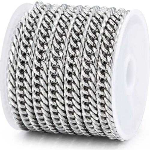1 Meter Width 6.5mm Stainless Steel Round Grinding Chain Double Woven Chains For Jewelry Making Accessories Handmade Wholesale