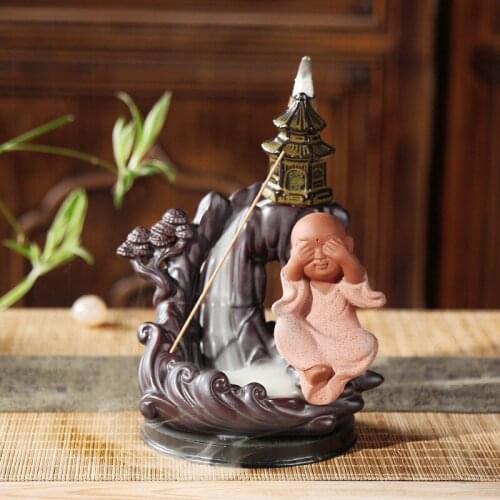 Retro back flow incense burner, high mountains and flowing water, creative flow of smoke, incense burner, ceramic ornament