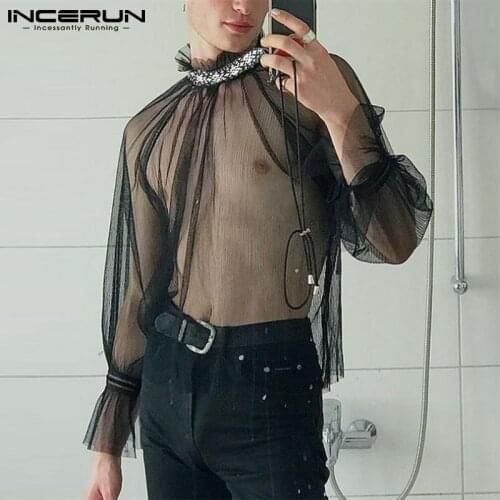 Summer Tees Fashion Mens Hot Sale Long Sleeve 2021 Breathable Mesh All-match Light Weight Well Fitting T-Shirts S-5XL INCERUN