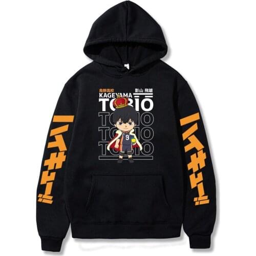 Kawaii Cartoon Japan Karasund Volleyball Junior Kageyama Tobio Hoodies Long Sleeve Streetwear Harajuku Haikyuu Anime Sweatshirts