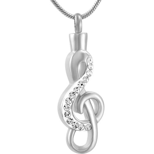 IJD9560 Fashion Crystal Music Note Cremation Pendant Jewelry Keepsake Ashes Urn Memorial Neckalce Women Stainless Steel Jewelry