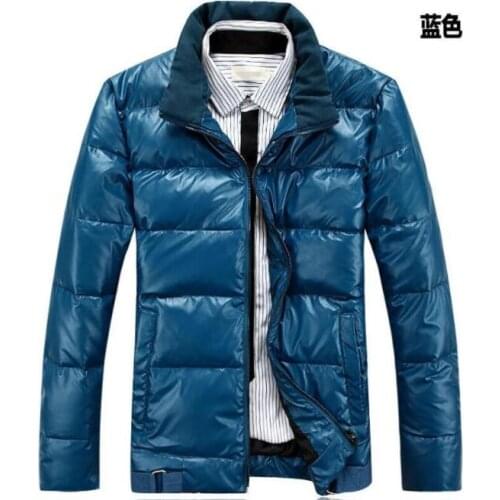 Stand collar winter thicken new mens PU leather coats High quality clothing mens jacket mens warm jacket fashion blue european