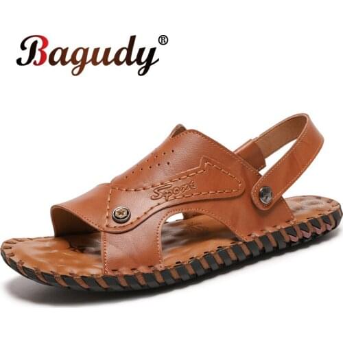 Male Shoes Genuine Leather Men Sandals Summer Soft Men Shoes Beach Fashion Outdoor Casual Non-slip Breathable Slippers Footwear