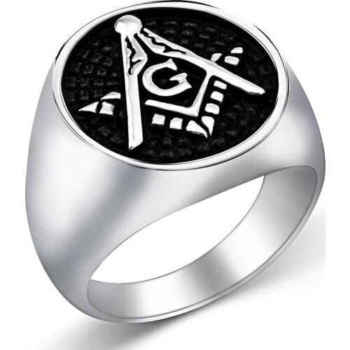 US 7 - 13 size Freemasons rings 316L stainless steel jewelry for men big ring high quality wholesale fashion jewelry