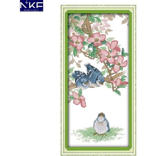 NKF The Blue Bird Animal Pattern Handmade Craft Needlework Cross Stitch Embroidery Kit Cross Stitch for Home Decor