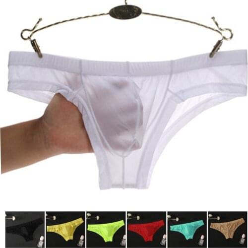 New Ice Silk Ultra-thin Transparent Mens Sexy Underwear Briefs Men Seamless Sexy Panties Pouch Bikini Erotic Underwear jockstrap