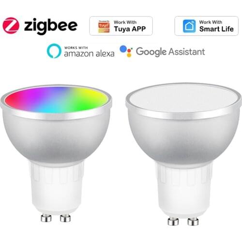 New Zigbee 3.0 5W RGBCW LED Gu10 Light Bulb For Tuya Smart life APP 85-265V Voice Control Work with Alexa Google Home