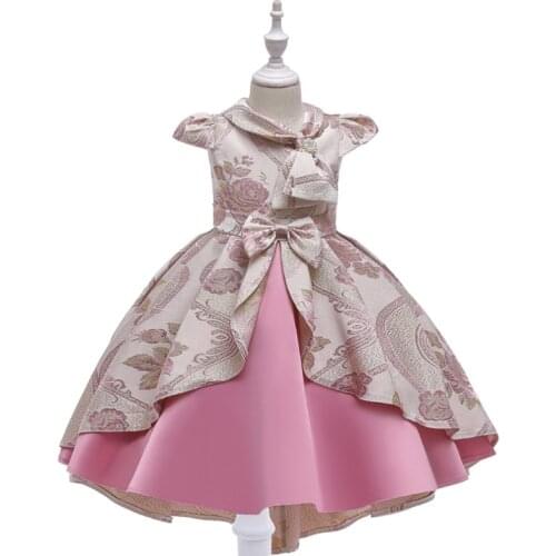 LZH Girls Party Dresses 2021 New Childrens Clothing Elegant Lace Retro Lapel Childrens Evening Dress Embroidered Princess Dress