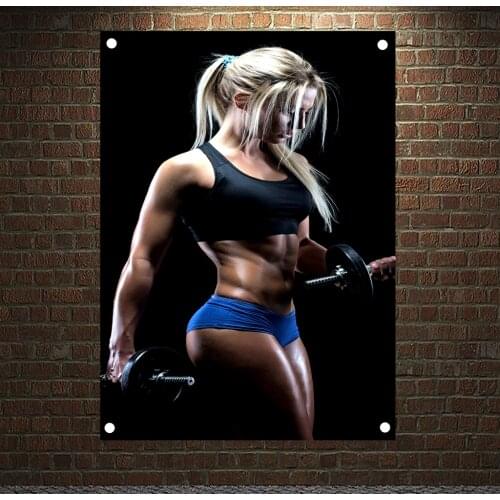 Lift Dumbbells Motivational Workout Posters Exercise Bodybuilding Banners Flags Wall Art Canvas Painting Tapestry Gym Decoration