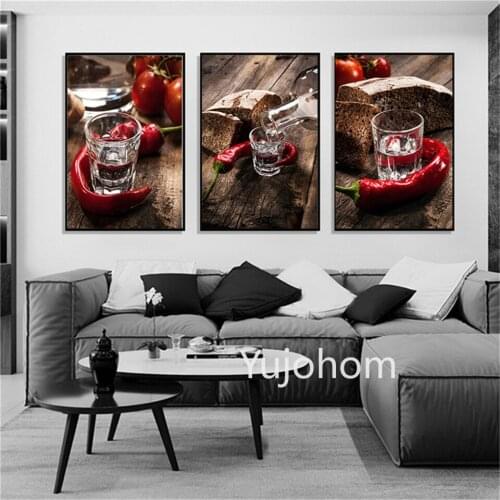 Wheat Bread and Chili Canvas Painting Posters And Prints Wall Art Pictures For Kitchen Baking Coffee Shop Wall Art Home Decor