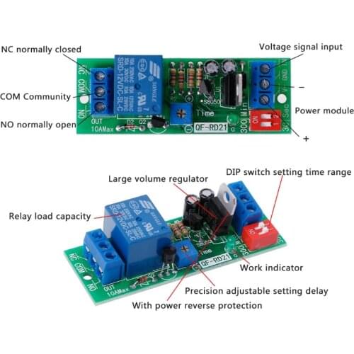 DC12V Adjustable Signal Trigger Timer Relay High Level Time Delay Turn Off Relay 40JE