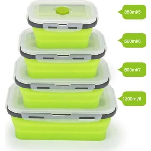 Silicone Lunch Box Collapsible Portable Box Bowl Bento Boxes Folding Food Container 350/500/800/1200ml Food Storage Containers