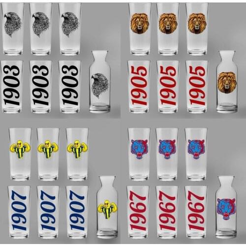 TURKISH RAKI GLASS SET BEŞİKTAŞ GALATASARAY FENERBAHÇE TRABZONSPOR SET PRINTED FAN RAKI GLASS SET VERY CHIC