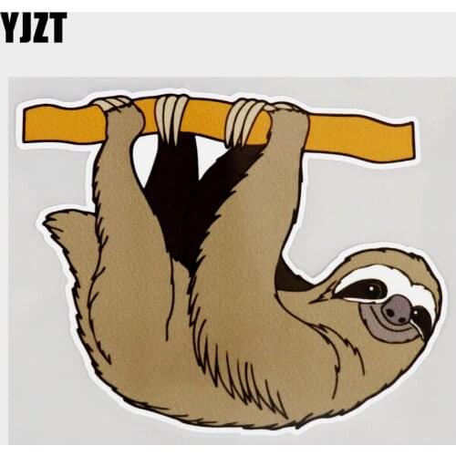 YJZT 14.3CM×11.4CM Sloth Hanging On The Branch Car Sticker PVC Decal 11C-0252