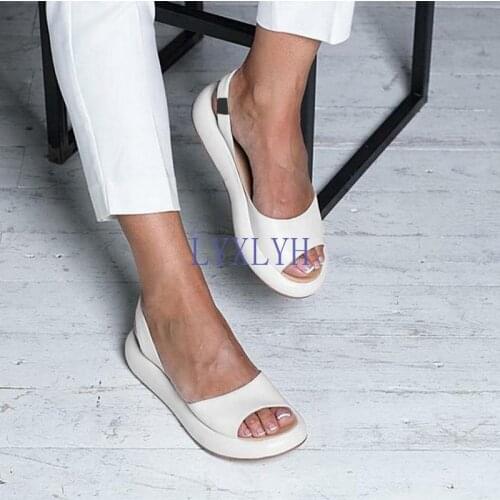 Women 2021 Summer Sandals PVC Leather Shoes Summer Fashionable Open Toes Platform Chaussure Femme Sexy Womens Sandals 35-43