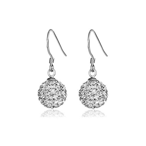 925 pure silver earrings female drop silver earring rhinestone full rhinestone silver popular circle